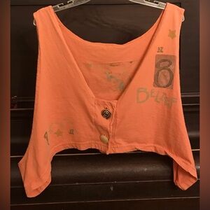 Blue Fish Peach Cornice Vest w Original Art